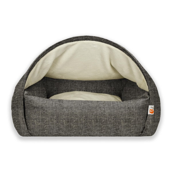 Sleepy Fox® Snuggle Cave Pet Bed - Grey Soft Touch Chenille - Patented Comfort and Protection - Anti-anxiety - Small to XL Dog Caves