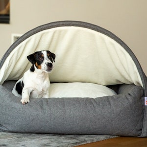 Sleepy Fox®  Snuggle Cozy Cave Dog Bed - Premium Quality, Anti-anxiety - Grey - Medium Dog Cave - 85cm x 75cm x 55cm (33.5&quot; x 29.5&quot; x22&quot;)