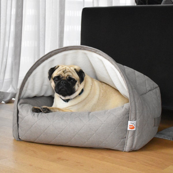 Sleepy Fox® Snuggle Cave Pet Bed - Beige- Patented Comfort and Protection - Small to XL Dog Caves