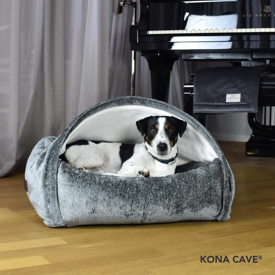 KONA CAVE® Luxury Velvet Cozy Cat Cave Cozy Cave Dog Bed Original and  Patented Anti-anxiety Warm Pet Bed Removable Cover Sizes