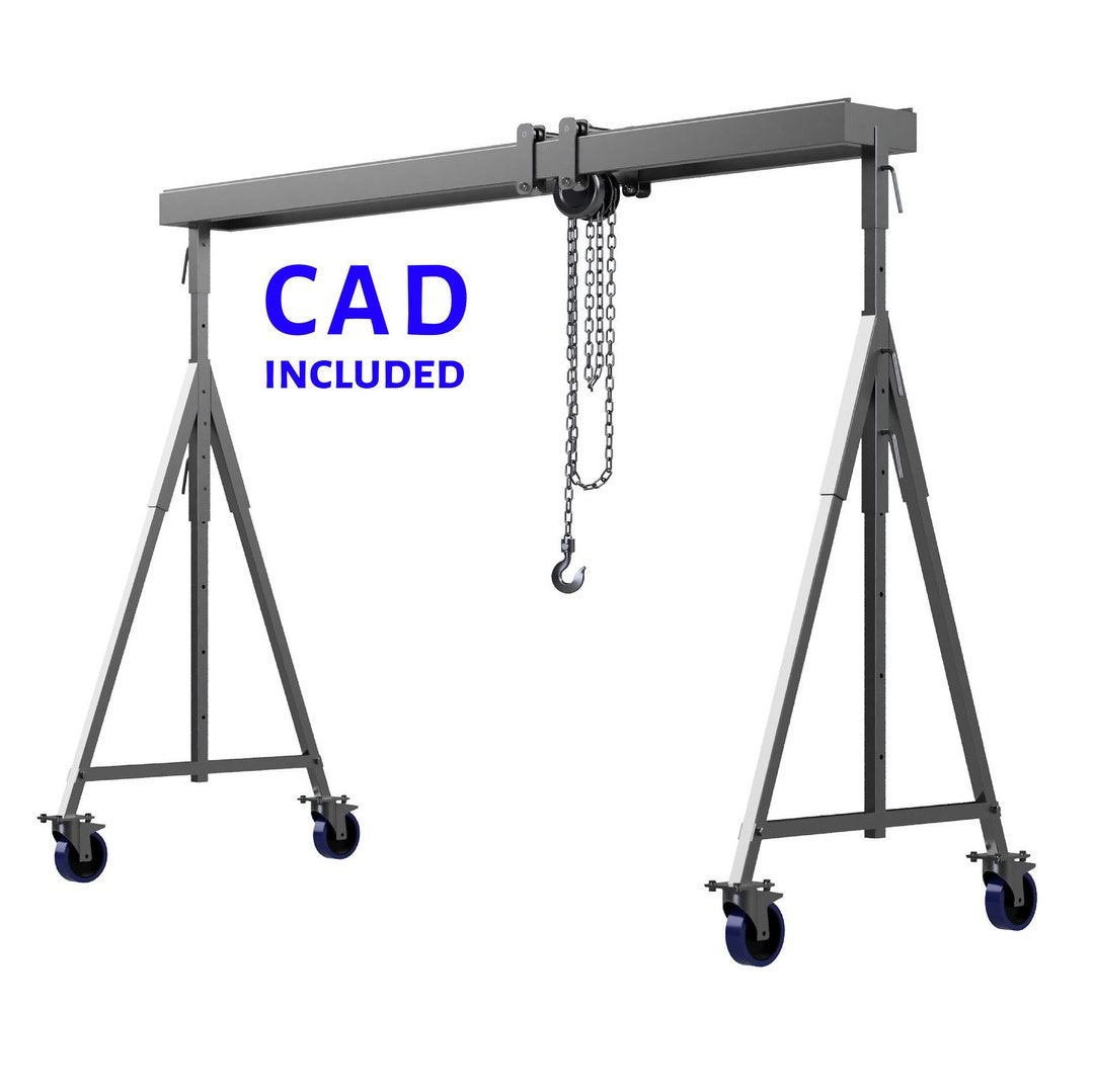Gantry Crane Plans CAD Extra Mobile and Versatile for Small Shops