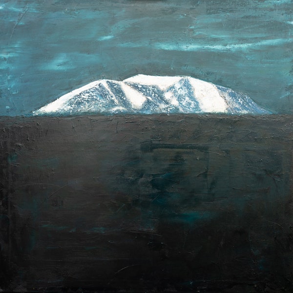 Der Schneeberg#,  Ölgemälde, Berge, Einzelstück, außergewöhnlicher Blickfang, großes Gemälde