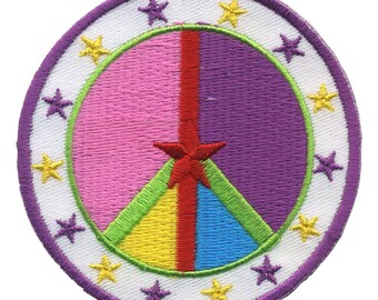 Patch - Peace sign and stars - colorful - Patch