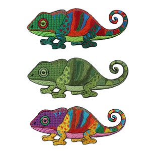 Tygmärke - Kameleont - Ödla - Tygmärke - olika färger