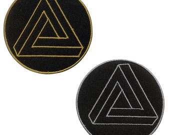 Patch - triangle - tetrahedron - sacred geometry - gold or silver - patch