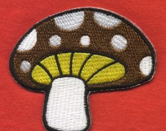 Patch - mushroom - fly agaric brown-white - patch