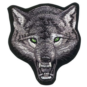 Patch - Wolf - Wolf face green eyes - Patch
