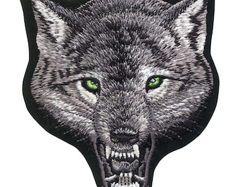 Aufnäher - Wolf - Wolfsgesicht grüne Augen - Patch