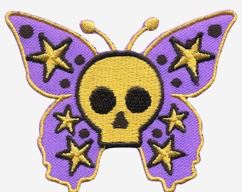 Patch - Skull and Butterfly - Purple-Ochre
