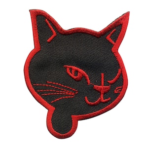 Patch - Cat head - black-red - Patch