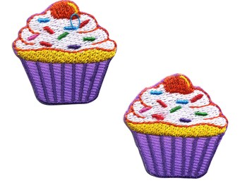 Aufnäher - Muffin - lila - 2er Set - Patch