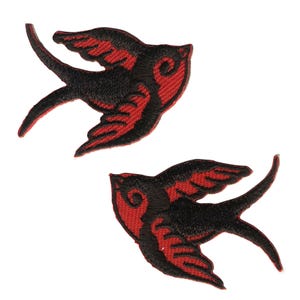 Patch - Swallow - small black-red set of 2 - Patch