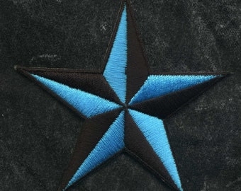 Aufnäher - Stern - schwarz-hellblau - Patch