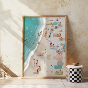 Summer Beach Art Print Beach Illustration Coastal Beach Wall Art For Living Room Ocean Print Vibrant Summertime Aesthetic Decor