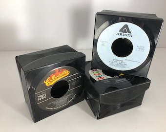 70s Music - Bay City Rollers, Maryanne - The O’Jays, I’ll Be Sweeter - Brenda, You Can Depend On Me - Vintage 45 Repurposed Vinyl Record Box