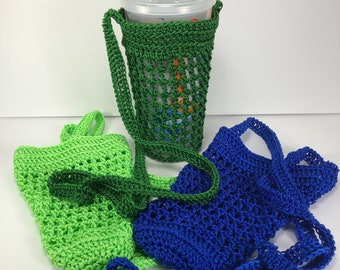 Crocheted souvenir cup tote; 24oz beverage tote; Freestyle cup holder - Cup NOT Included