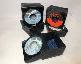 80s Music Record Box  - Vintage 45 Repurposed Vinyl Record Box - Keepsake Box- Bryan Adams, Laura Branigan, Bertie Higgins, Barbra Streisand