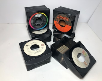 80s Music Record Box  - Vintage 45 Repurposed Vinyl Record Box - Keepsake Box- Phil Collins, Heart, ZZ Top, Rod Stewart
