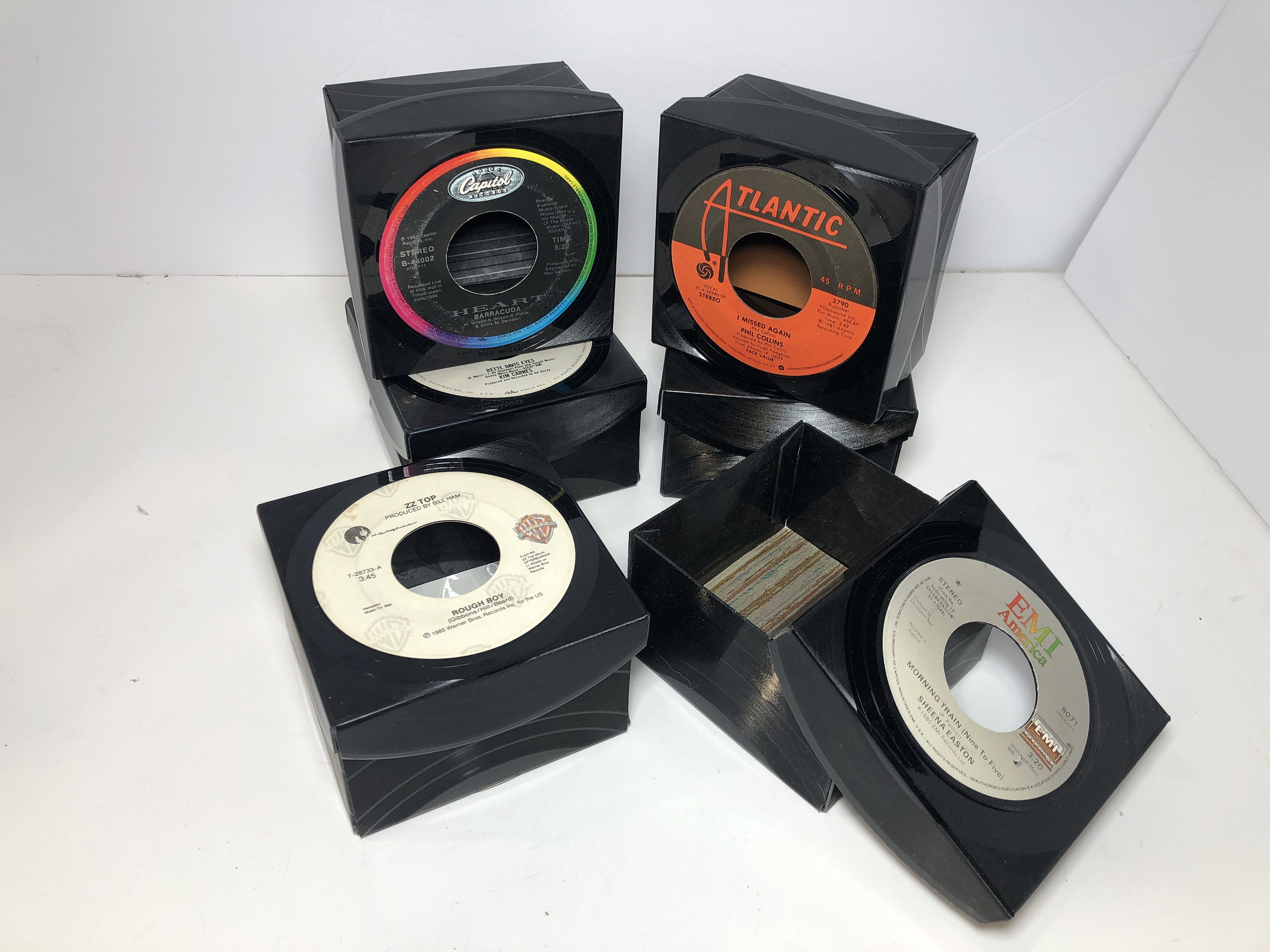 80s Music Record Box - Vintage 45 Repurposed Vinyl Record Box