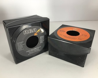 Country Music - Dolly Parton, Here You Come Again - Charlie Rich, The Most Beautiful Girl - Vintage 45 Repurposed Vinyl Record Box