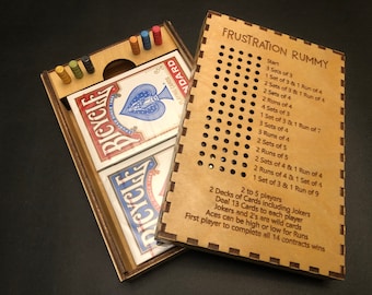 Frustration Rummy game box set.  Rummy Card game for 2 to 5 players.