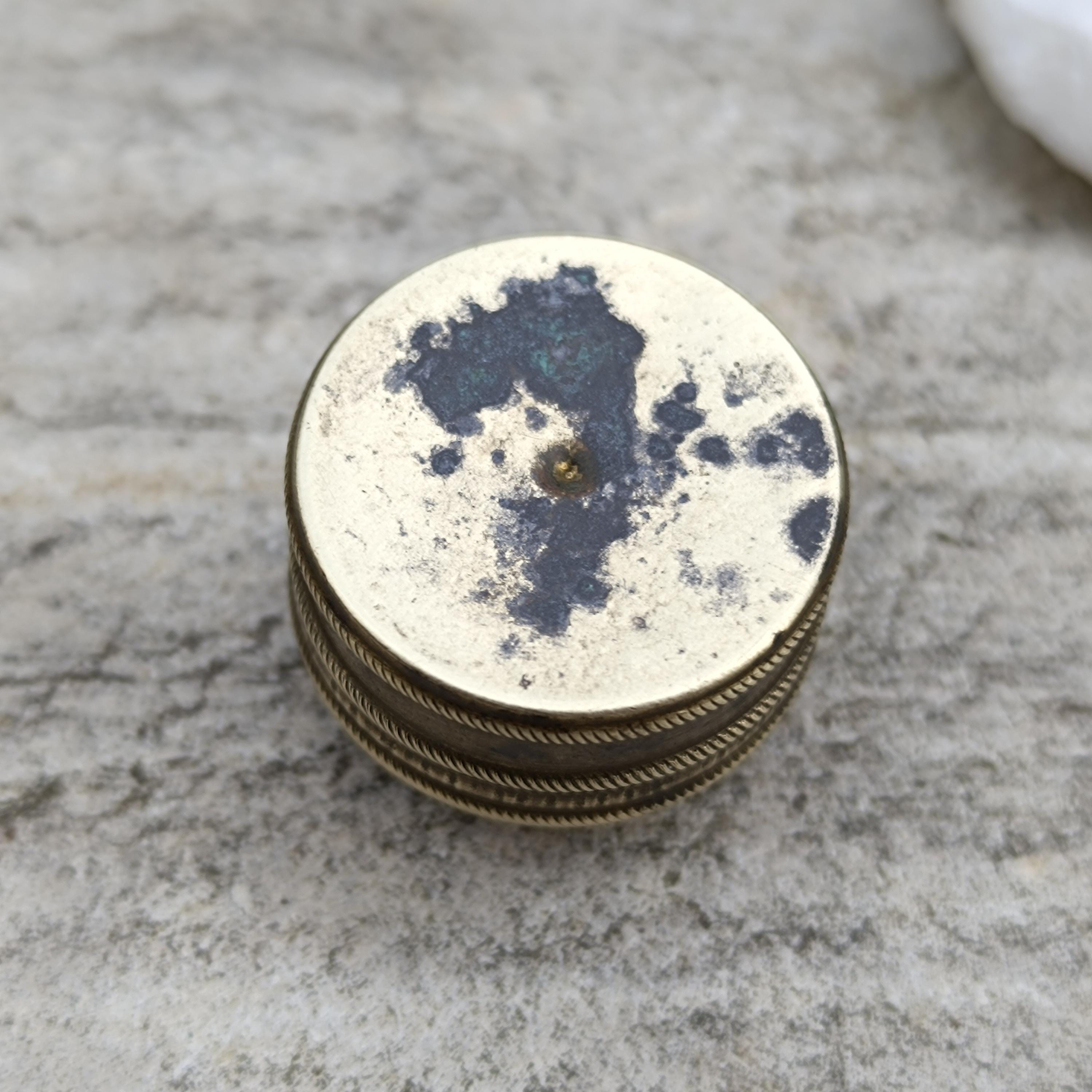 Antique Gustave Bernardel Violin Rosin Tin Vintage Brass Round