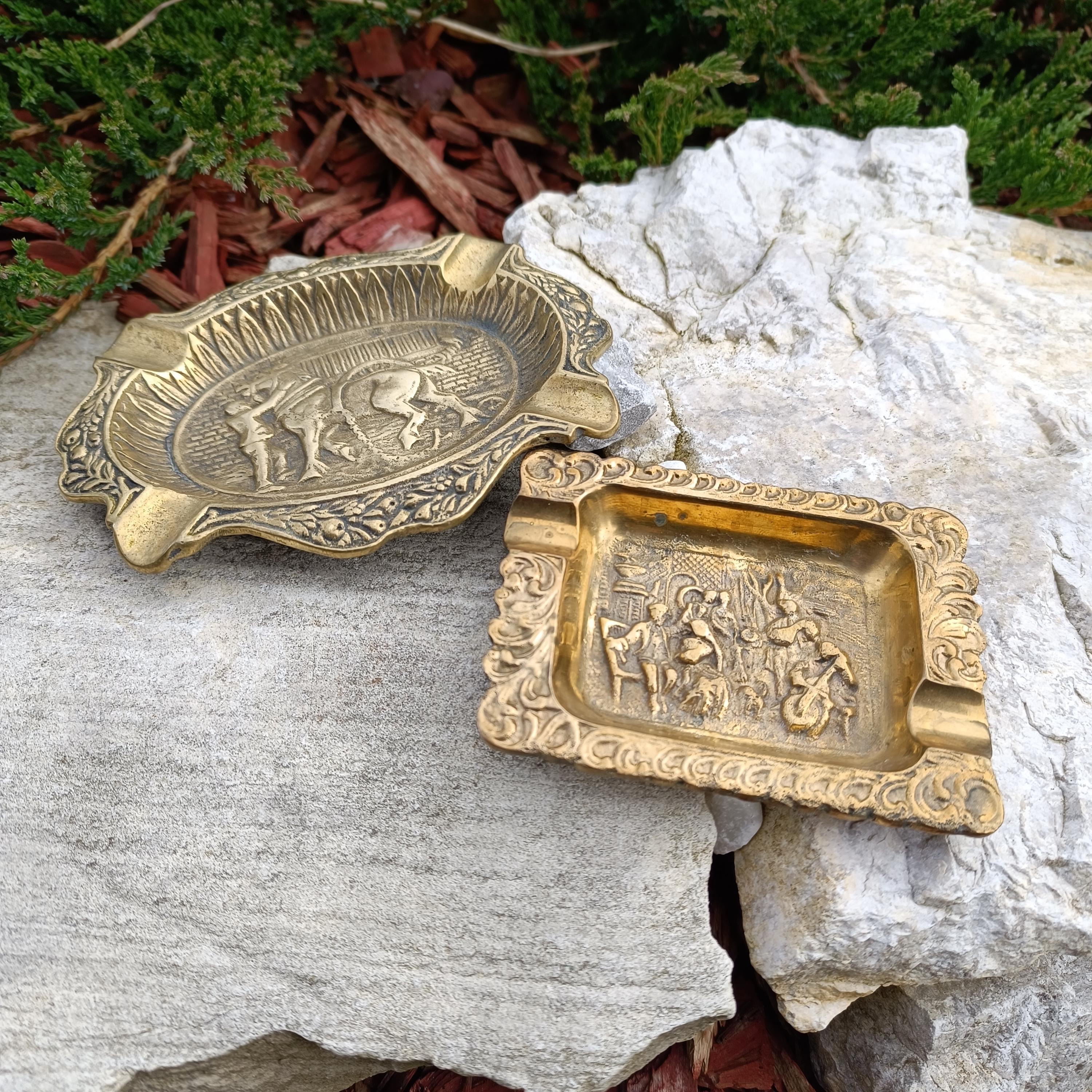 Vintage Solid Brass Ashtray Bronze Different Sizes Ancient