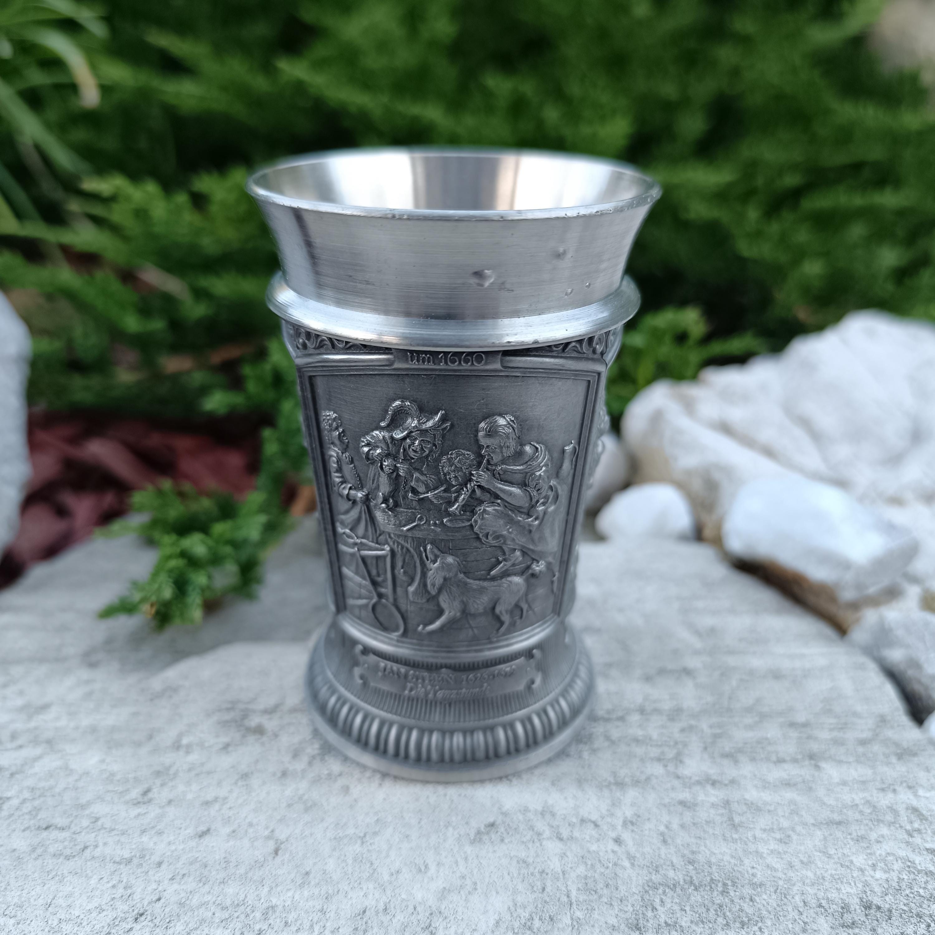 Vintage WMF Zinn Pewter Mug With Relief Scenes From Dutch Old