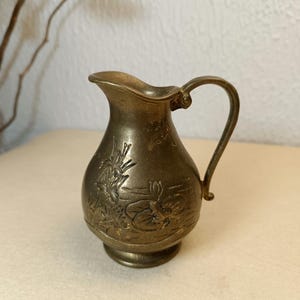 Vintage Solid Brass Vase Pitcher N1 engraved Floral design Vase Handmade  Massive Brass Pitcher Collectable Brass Jug Ancient Heritage