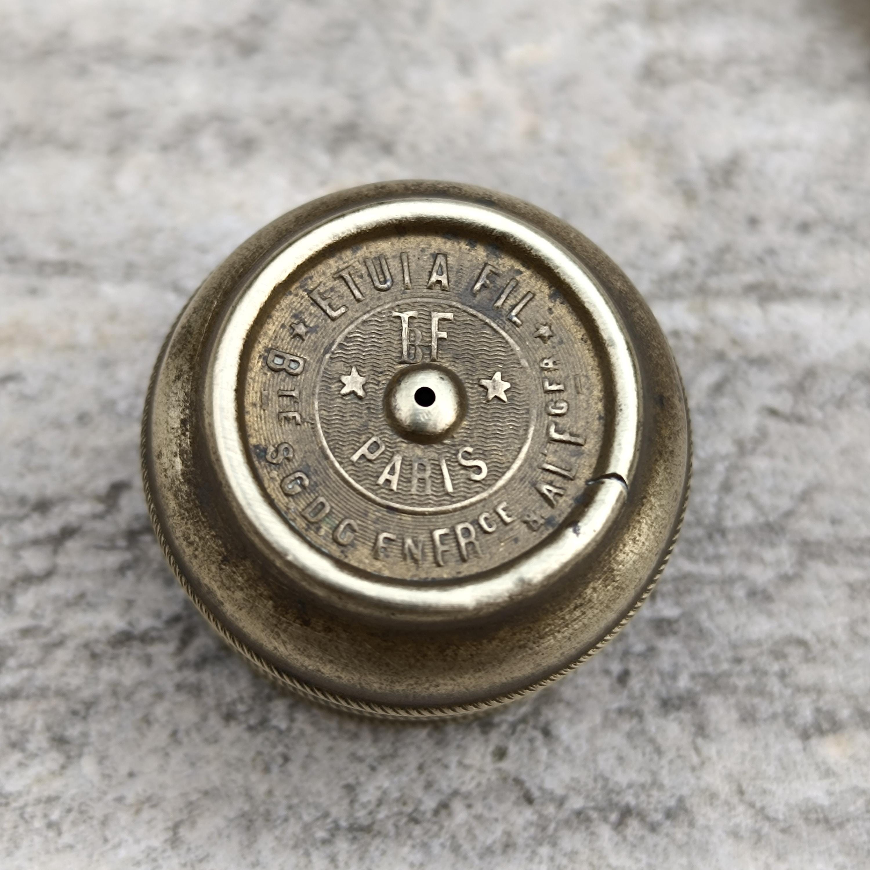 Antique Gustave Bernardel Violin Rosin Tin Vintage Brass Round