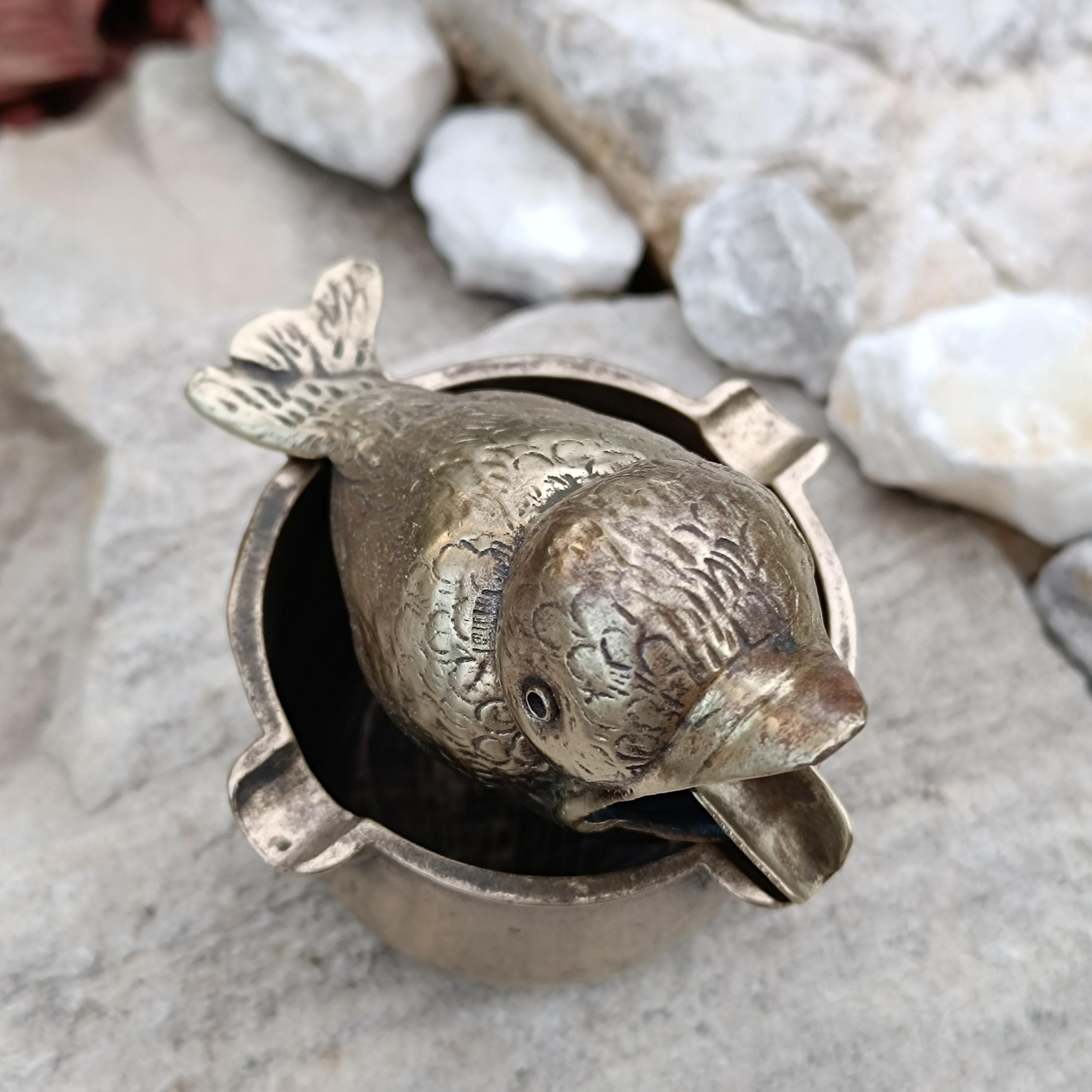 Vintage Italian Brass Ashtray Designed in the Shape of a Bird With