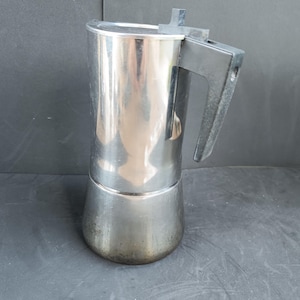 Cafetière vintage en acier inoxydable pour 3-4moka Bialetti Moka Express Italie Cafetière en métal argentée, tasse de collection antique