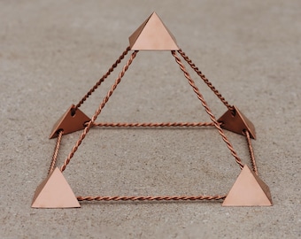 Mała, święta, łokieć, hybrydowa piramida Giza z geometrią Tensor-Flux, energia miedzi, zdrowa piramida miedziana z przezroczystym, zielonym lub miedzianym kolorem