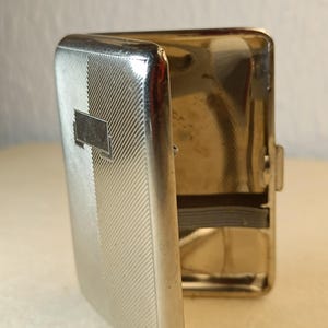 Estuche para tarjetas de cigarrillos de liar tabaco, estilo art déco clásico vintage, 7 x 9,5 cm, estuche para cigarrillos de tabaco grabado en metal, coleccionable, herencia antigua