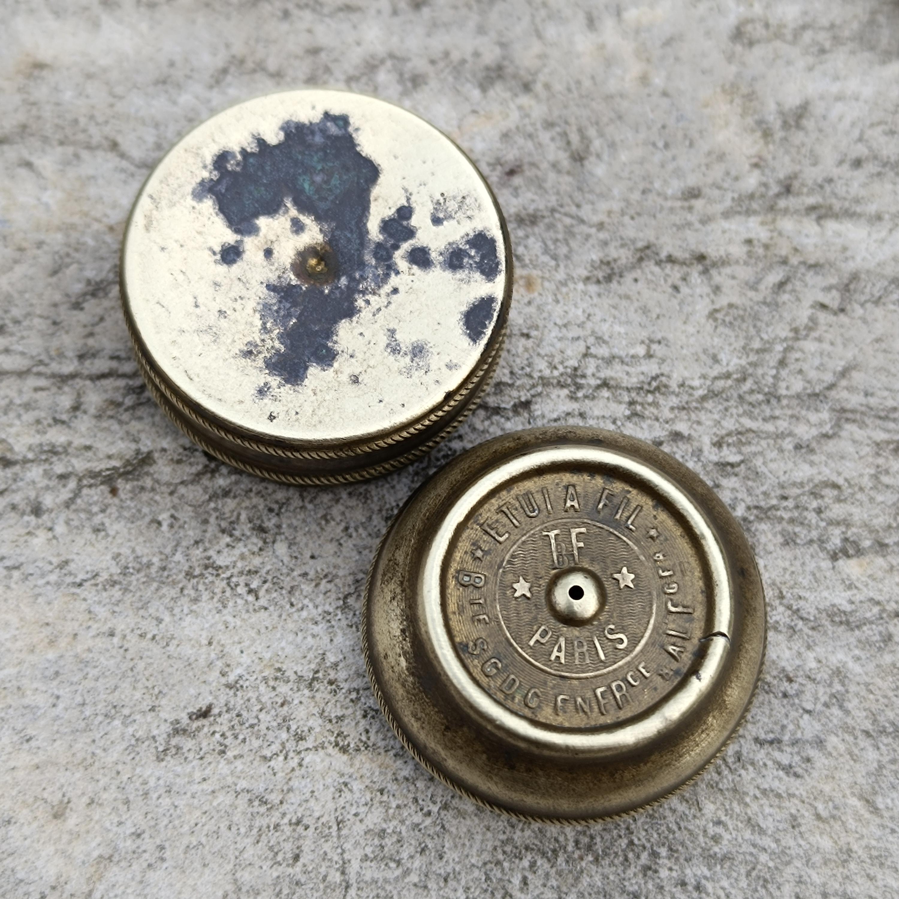 Antique Gustave Bernardel Violin Rosin Tin Vintage Brass Round