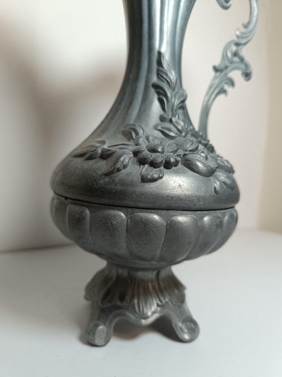 Vintage 1950's Pewter Italian Ornate Peltrato Pitcher Mug Heavy