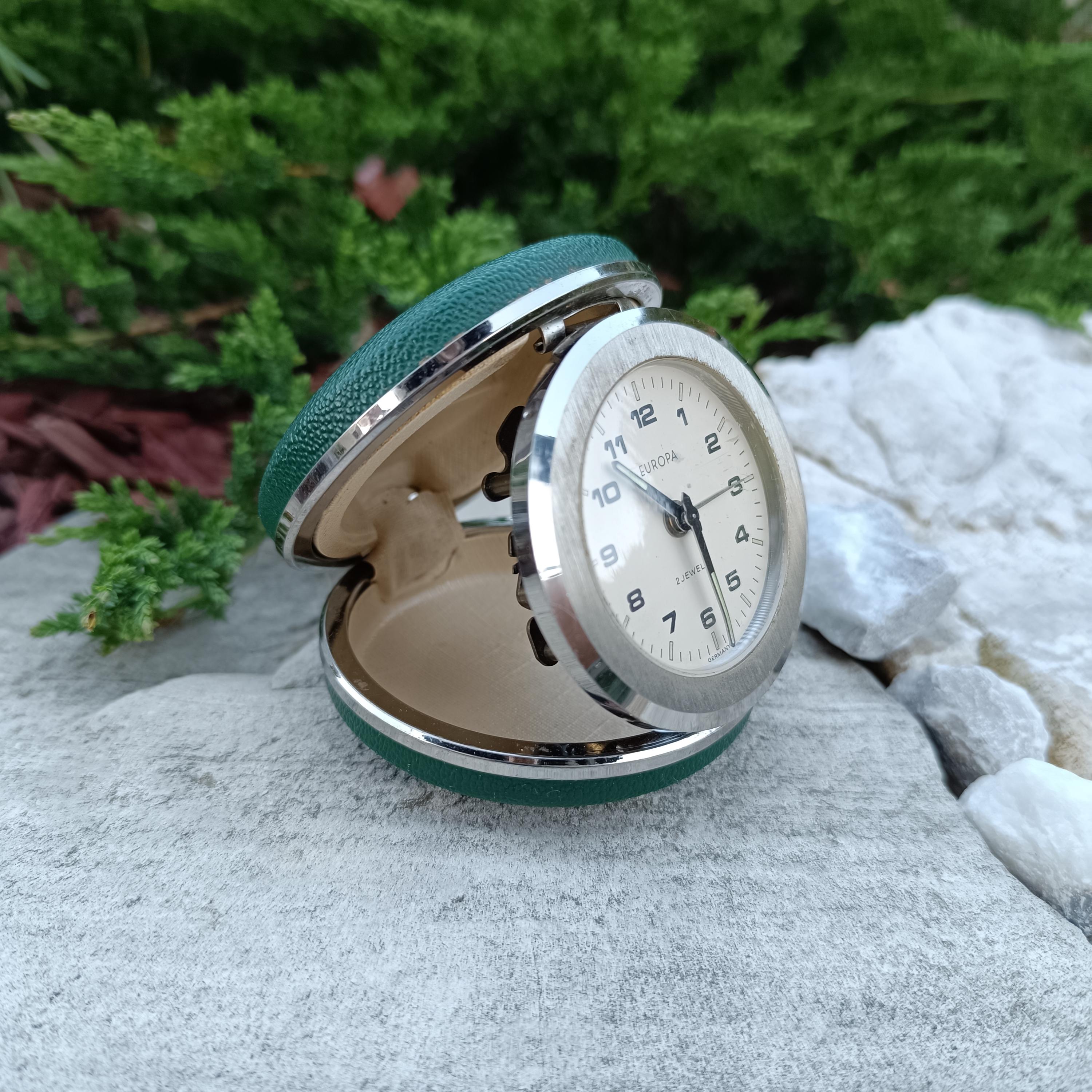 Vintage Germany by Europa Table Clock Travel Mechanical Alarm