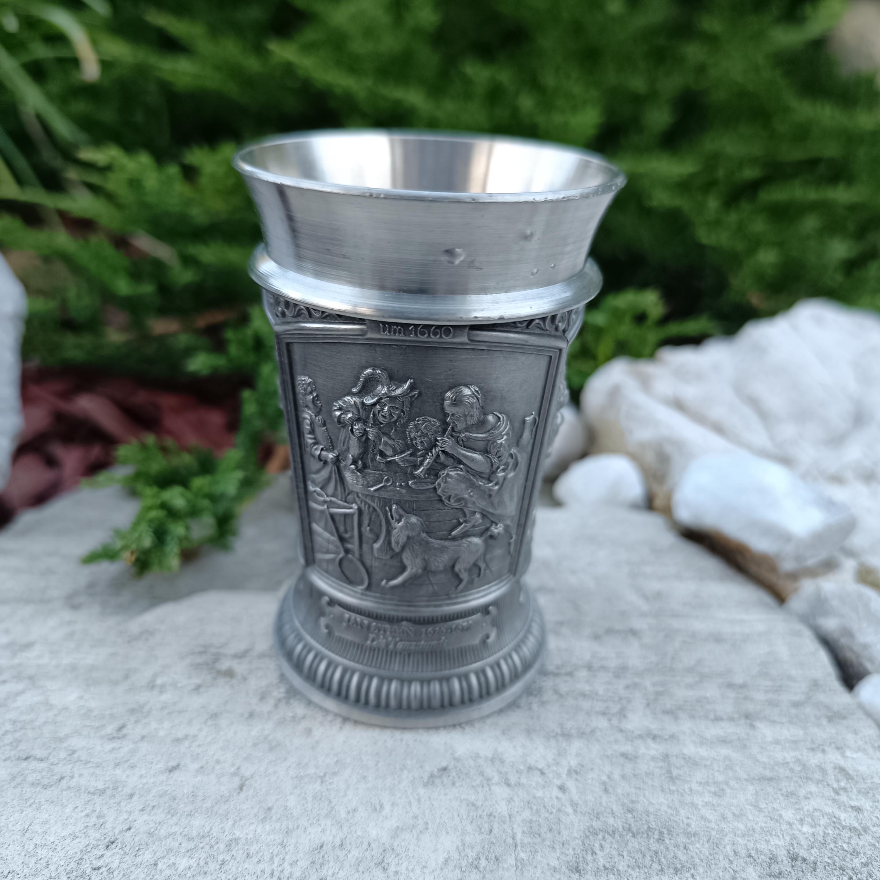 Vintage WMF Zinn Pewter Mug With Relief Scenes From Dutch Old