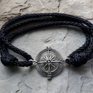 Adjustable Paracord Bracelet with metal Pendant Compass Gift for Him Gift for Her Nautical Theme