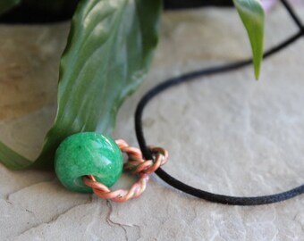 Tensor Ring Sacred Royal Cubit Green Tourmaline bead Pendant Copper  Healing Gemstone Necklace Amulet  Copper Ring Pendant Adjustable size