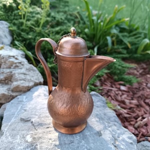 Cafetera turca DALLAH de cobre martillado a mano, estilo vintage, de 19 cm (7,5 pulgadas), decorativa.