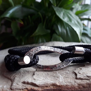 Adjustable Paracord Bracelet with metal Pendant Gift for Him Gift for Her