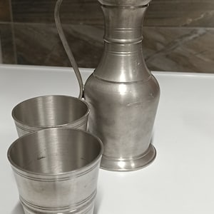 Set of 2 Vintage Old Germany pewter cup and Pitcher 1950 Rein Zinn, German Pewter Shot glass,  Tumbler pewter Collectable Ancient heritage