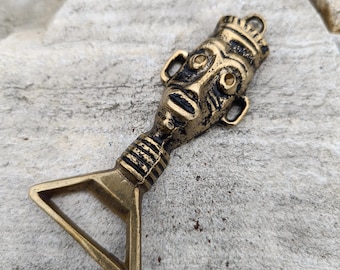 Apribottiglie vintage in bronzo smaltato colorato con testa di cavallo, fatto a mano, per birra, bibita gassata, design da collezione, decorazione in ottone, antica tradizione