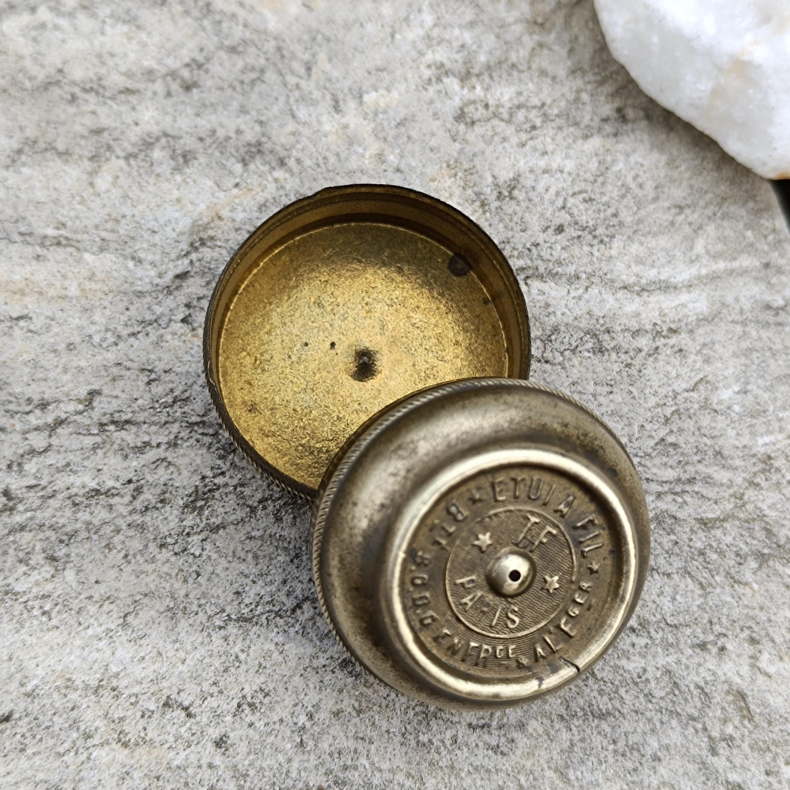 Antique Gustave Bernardel Violin Rosin Tin Vintage Brass Round