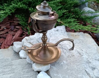 ヴィンテージアンティーク真鍮ホエールオイルランプ 19世紀の本物の