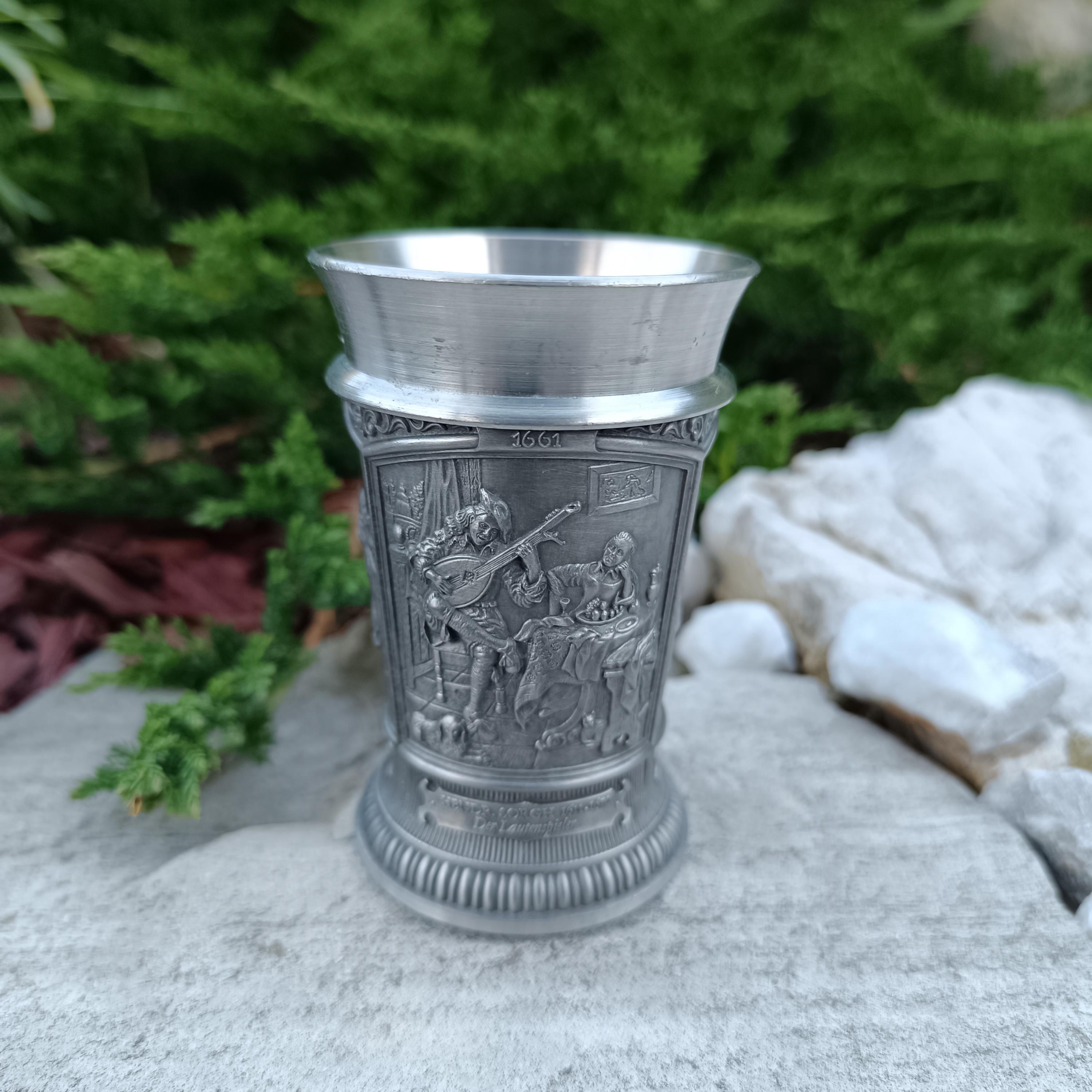 Vintage WMF Zinn Pewter Mug With Relief Scenes From Dutch Old