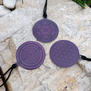 Lakhovsky MWO Necklace Pendant Polarizing disk with Flower of Life, or  Metatron&#39;s Cube, or Lakhovsky MWO Passive antenna  48 cm 1.9 inches