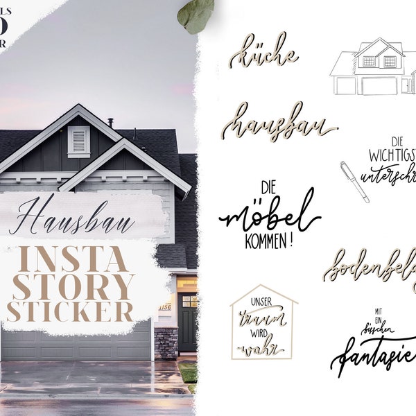 100 House Building Insta Story Sticker Set | Instagram Stories Storysticker, builders, home builders, new construction, prefab, DIY, construction project