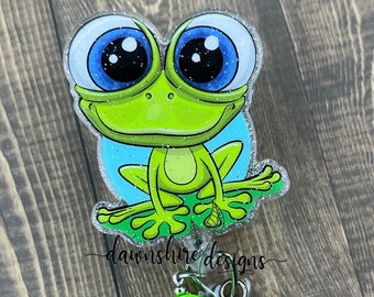 Frog badge reel, badge reel for nurse, badge reel for teacher, badge holder, retractable reel